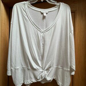 Athleta Embody Twist Front Top 3/4 sleeve White 1X Women's